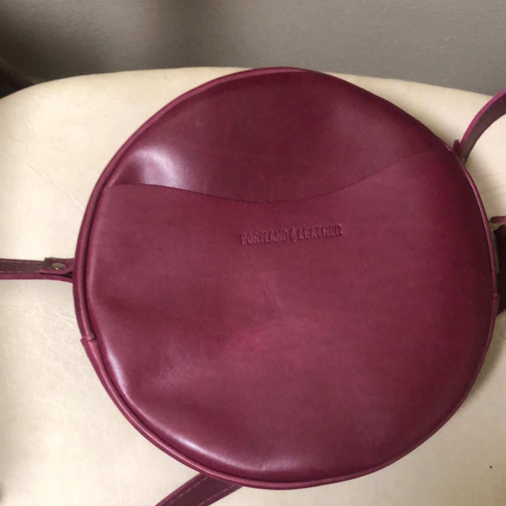Portland leather goods large circle crossbody in boysenberry